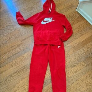 Nike Men’s Red Tracksuit Hoodie &  Bottoms